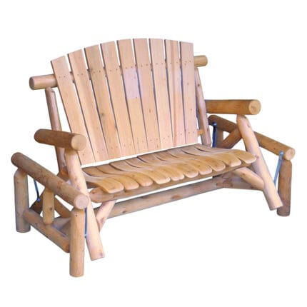 Side view of handcrafted log glider