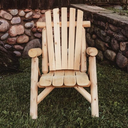 Rustic log furniture chair outdoors