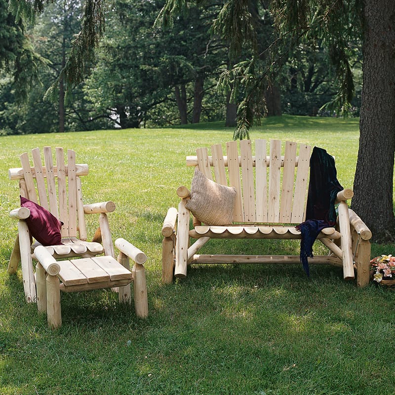 Slatted back cedar log chair