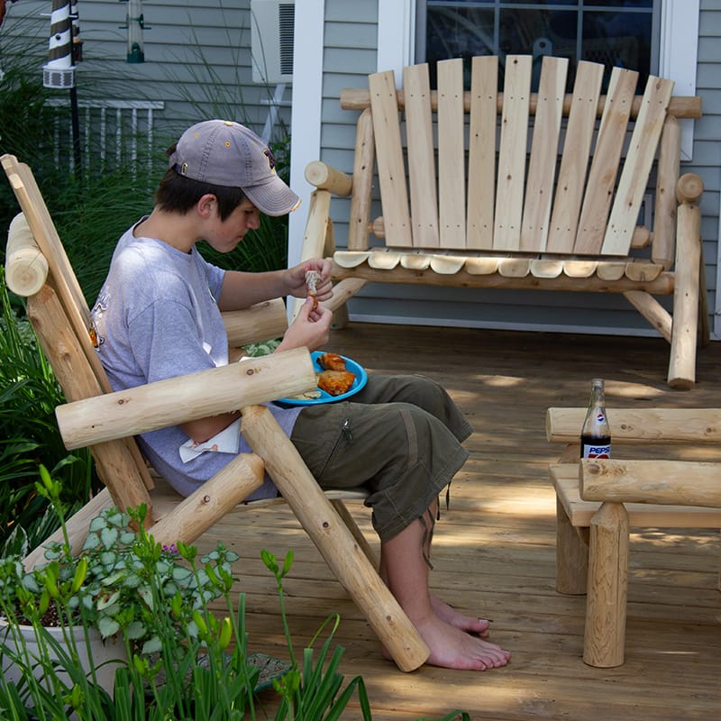 Natural wood grain log armchair
