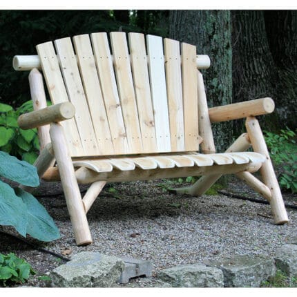 Rustic outdoor wood love seat