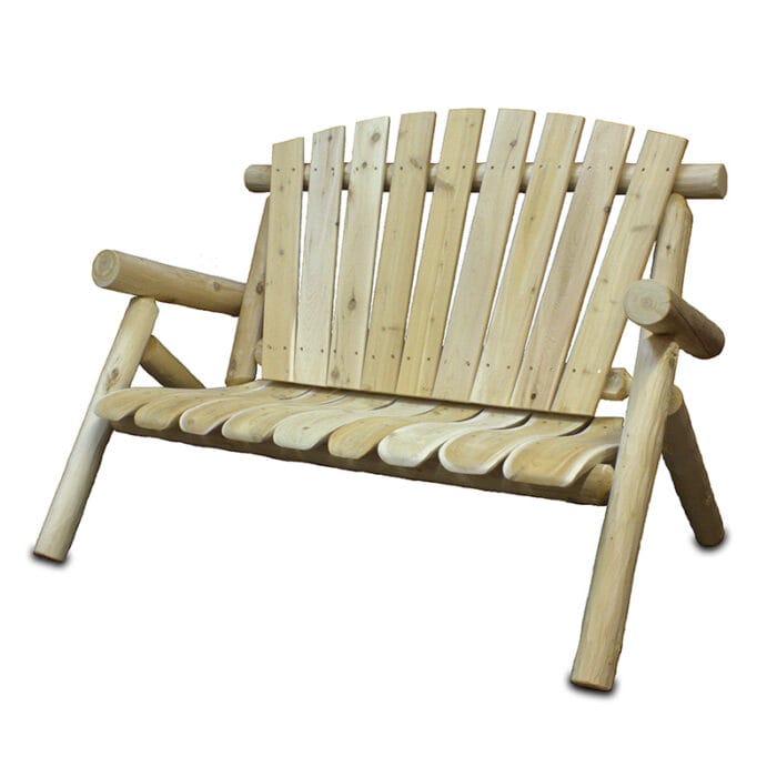 White cedar loveseat for outdoor use