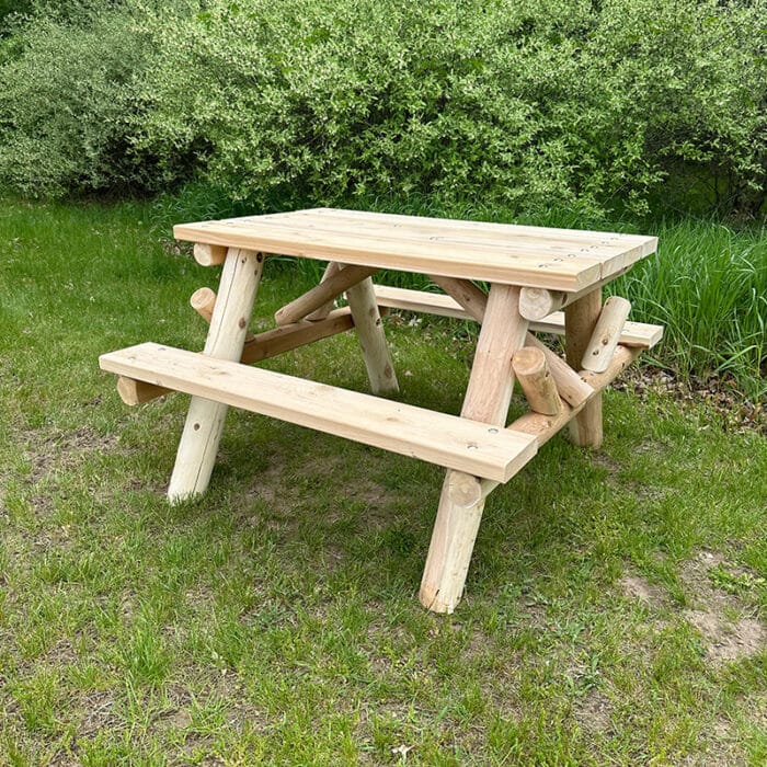 Cedar picnic table with log frame