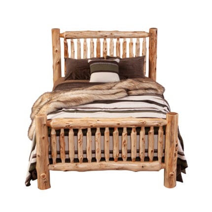 Northern White Cedar wood bed frame with spindle design