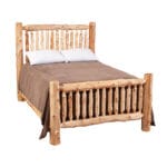 Rustic wood bed with clear natural finish