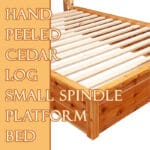 Cedar Log Small Spindle Platform Bed in a rustic bedroom