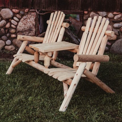 Two-person rustic log bench