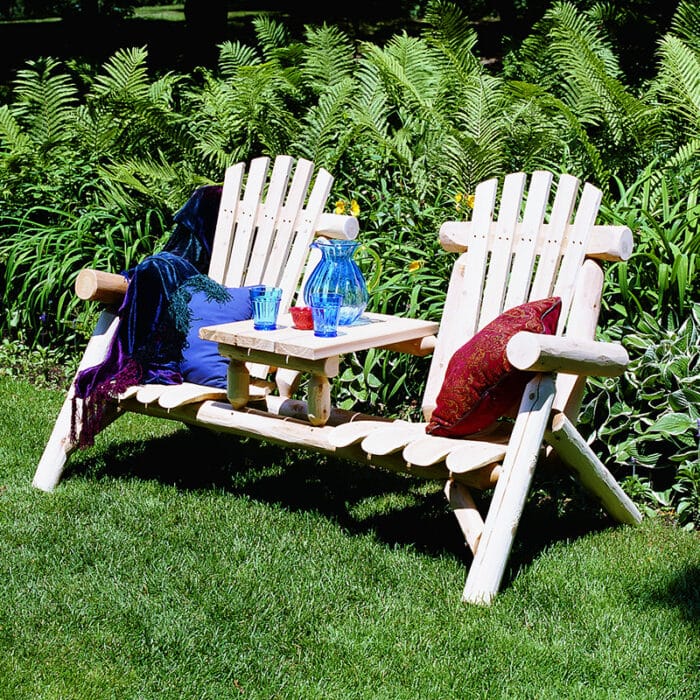 Handcrafted cedar log furniture for patio