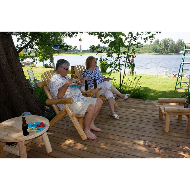 White cedar loveseat with table
