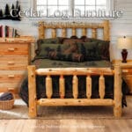 Cedar Log Traditional Bed frame corner joint close-up