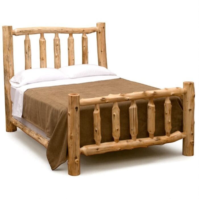 Rustic bedroom furniture set featuring the Cedar Log Traditional Bed