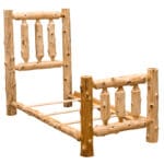 Side angle of rustic log frame showing construction details