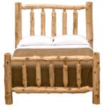 Traditional log bed in natural wood stain