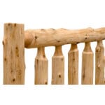 Rustic log bed frame with matching cedar nightstand