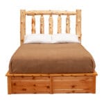 Cedar Log Traditional Platform Bed in rustic lodge-style bedroom