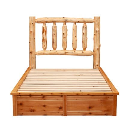 Headboard featuring traditional vertical log spindles