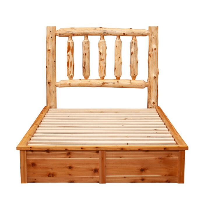 Headboard featuring traditional vertical log spindles