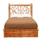 Cedar Log Twig Platform Bed in rustic cabin bedroom