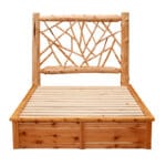 Close-up of decorative twig accents in the headboard