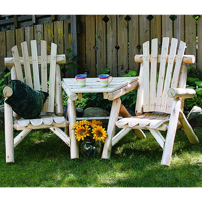 Rustic visa-tete chair set made of logs