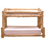 Hand-peeled cedar logs forming tipi-style bunk bed frame