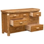 Rustic lodge-style 7 drawer dresser made from cedar logs