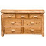 Natural wood dresser with seven drawers and log frame
