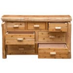 Solid cedar log dresser for cabin or lodge bedroom