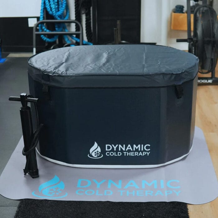 Portable cold plunge tub with manual pump and carry bag