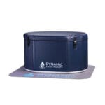 Man setting up Dynamic cold tub with included accessories