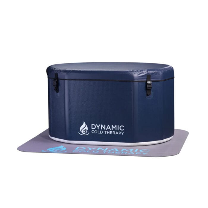 Man setting up Dynamic cold tub with included accessories