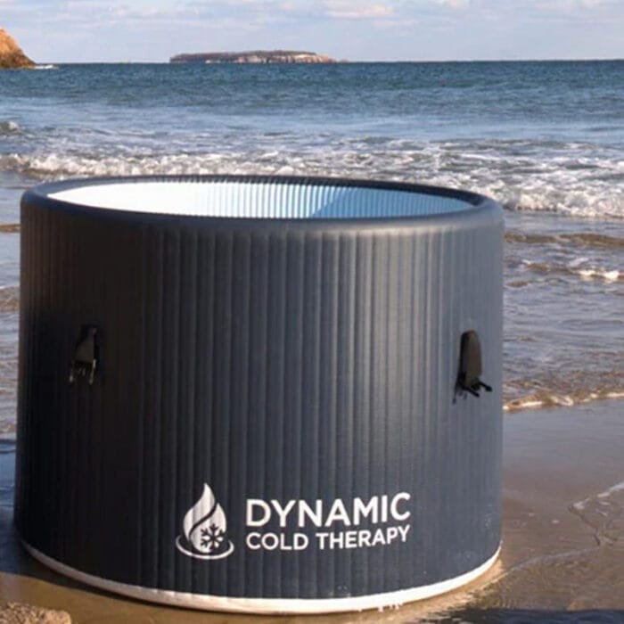 Close-up of drop-stitch PVC material of inflatable round cold plunge