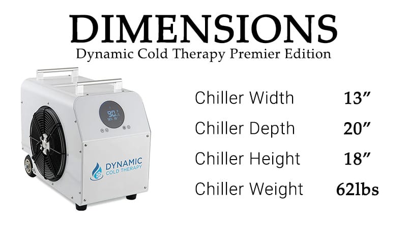 Dynamic Cold Therapy Premier Edition cold plunge chiller unit front view with digital touchscreen