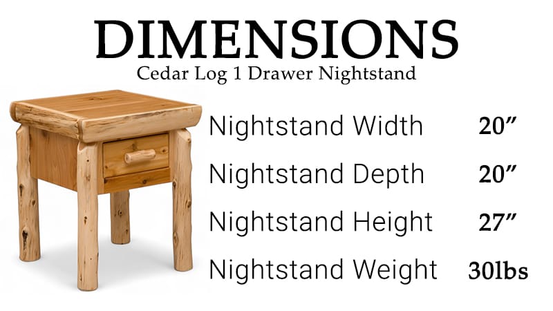 Rustic cedar nightstand in clear natural finish