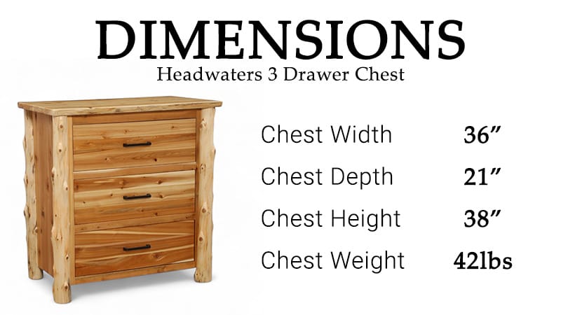 Rustic Headwaters 3 drawer chest made from solid cedar logs