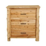 Cabin bedroom featuring a cedar Headwaters 3 drawer chest
