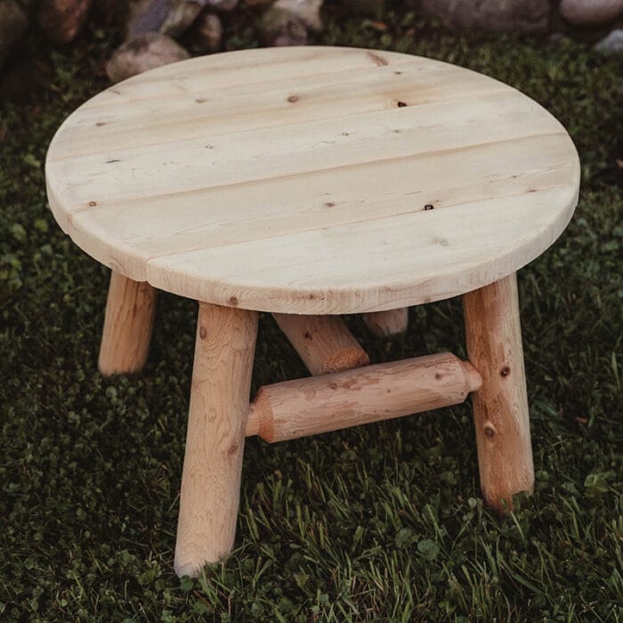 Rustic round log table made from cedar