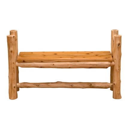 Handcrafted cedar log bench for entryway seating