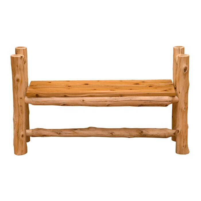 Handcrafted cedar log bench for entryway seating