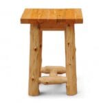 Front view of open-shelf cedar nightstand