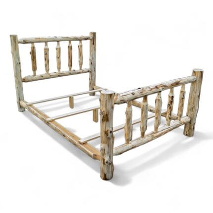 Unassembled Voyageur Traditional Bed log bed frame components