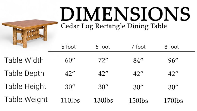 Cedar Log Rectangle Dining Table in rustic dining room