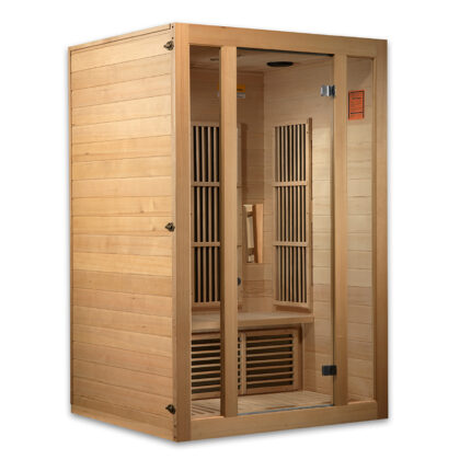 Modern hemlock finish on affordable indoor infrared sauna for wellness