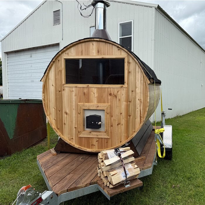 Ember Escape Portable Sauna Package | Cedar Barrel on Trailer - Image 4