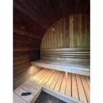 Spacious 7 foot 3 inch interior diameter inside the Elegance 6 barrel sauna