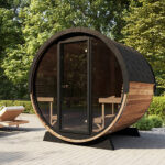 6 Person Outdoor Home Sauna Barrel Kit | Sauna Life | Model EE8G | Glass Front - Image 6