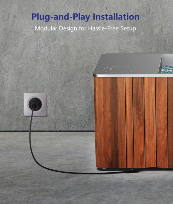 Compact footprint cold plunge 78.75 inches by 33.5 inches