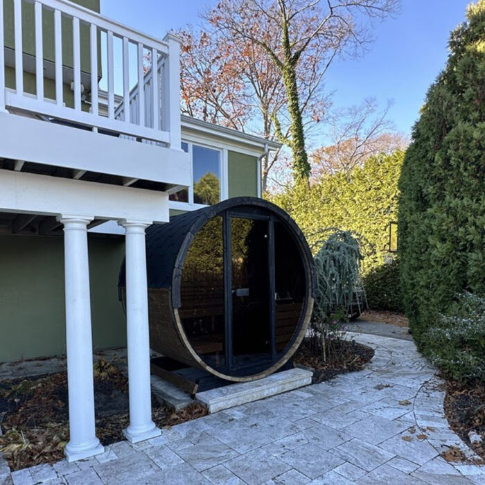 6 Person Outdoor Home Sauna Barrel Kit | Sauna Life | Model EE8G | Glass Front - Image 10