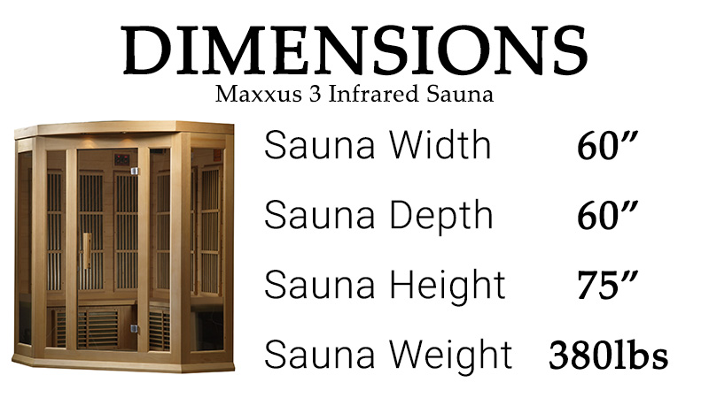Maxxus 3 person cedar sauna with red cedar construction