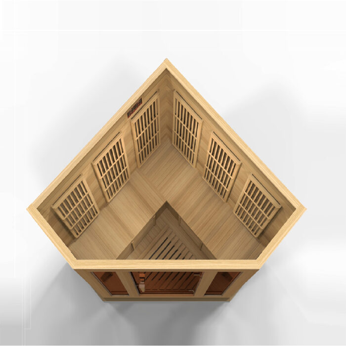 Spacious cedar sauna for 3 people with glass door design